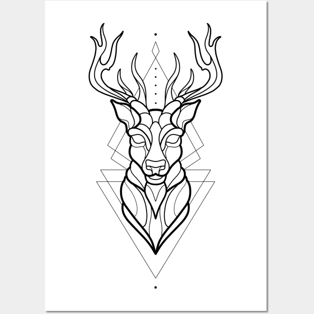 Linework deer design Wall Art by Smurnov